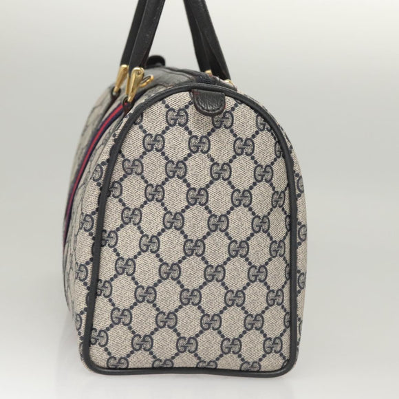 GUCCI GG Supreme Sherry Line Hand Bag PVC Navy Gold Red 378 012 3842 Auth 122029