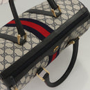 GUCCI GG Supreme Sherry Line Hand Bag PVC Navy Gold Red 378 012 3842 Auth 122029-6