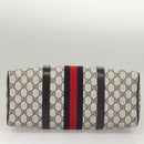 GUCCI GG Supreme Sherry Line Hand Bag PVC Navy Gold Red 378 012 3842 Auth 122029-5