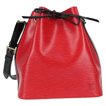 LOUIS VUITTON Epi Petit Noe Shoulder Bag Bicolor Black Red M44017 Auth 122033A
