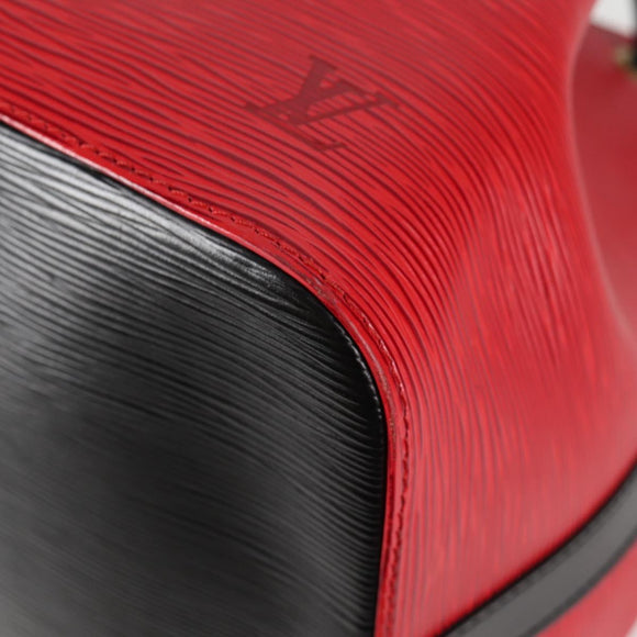 LOUIS VUITTON Epi Petit Noe Shoulder Bag Bicolor Black Red M44017 Auth 122033A