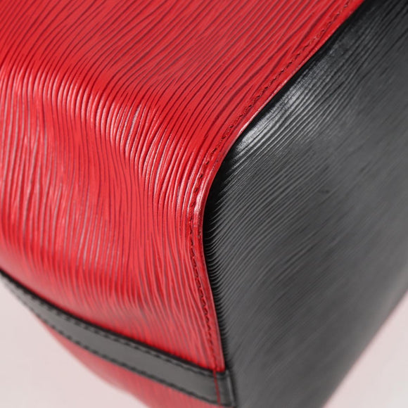LOUIS VUITTON Epi Petit Noe Shoulder Bag Bicolor Black Red M44017 Auth 122033A
