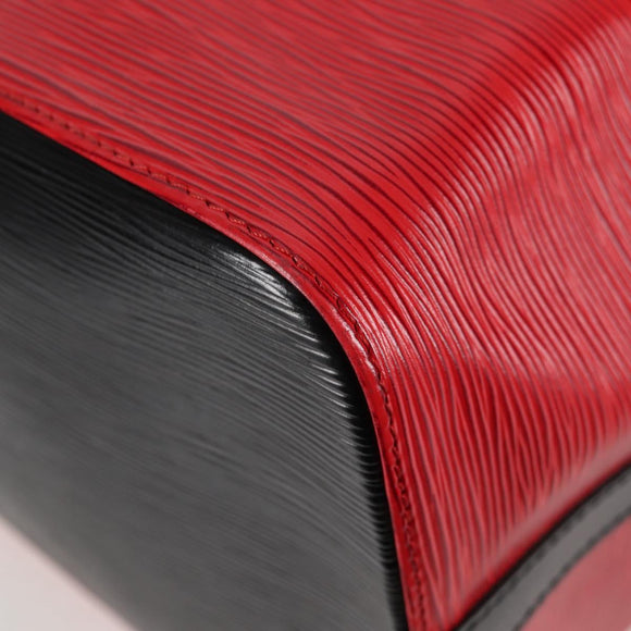 LOUIS VUITTON Epi Petit Noe Shoulder Bag Bicolor Black Red M44017 Auth 122033A