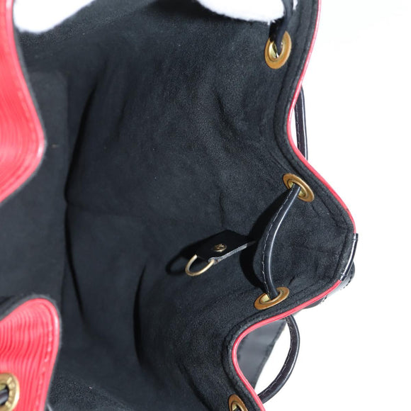 LOUIS VUITTON Epi Petit Noe Shoulder Bag Bicolor Black Red M44017 Auth 122033V