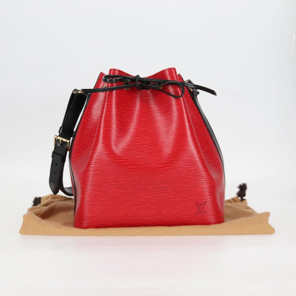LOUIS VUITTON Epi Petit Noe Shoulder Bag Bicolor Black Red M44017 Auth 122033A