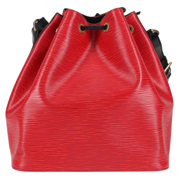 LOUIS VUITTON Epi Petit Noe Shoulder Bag Bicolor Black Red M44017 Auth 122033V