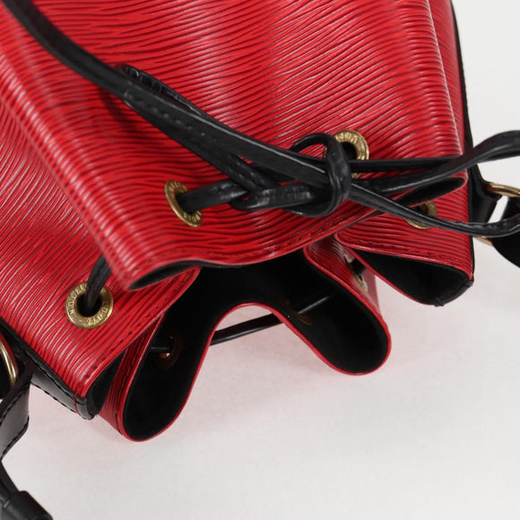 LOUIS VUITTON Epi Petit Noe Shoulder Bag Bicolor Black Red M44017 Auth 122033A