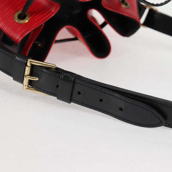 LOUIS VUITTON Epi Petit Noe Shoulder Bag Bicolor Black Red M44017 Auth 122033V