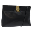 Salvatore Ferragamo Vala Shoulder Bag Leather Black Gold Auth 122037-1