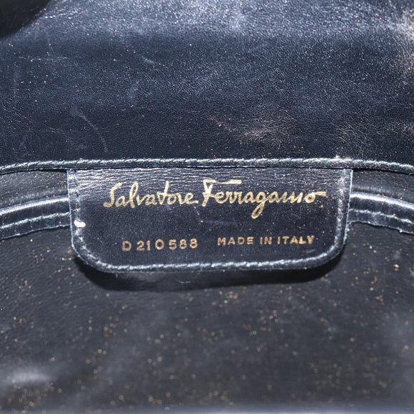 Salvatore Ferragamo Vala Shoulder Bag Leather Black Gold Auth 122037