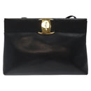 Salvatore Ferragamo Vala Shoulder Bag Leather Black Gold Auth 122037-13