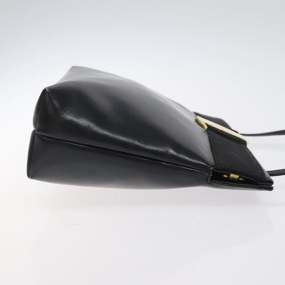 Salvatore Ferragamo Vala Shoulder Bag Leather Black Gold Auth 122037