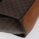 CELINE Macadam Canvas Circle Shoulder Bag PVC Leather Brown Gold Auth 122059-11