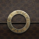 CELINE Macadam Canvas Circle Shoulder Bag PVC Leather Brown Gold Auth 122059-14