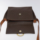 CELINE Macadam Canvas Circle Shoulder Bag PVC Leather Brown Gold Auth 122059-18