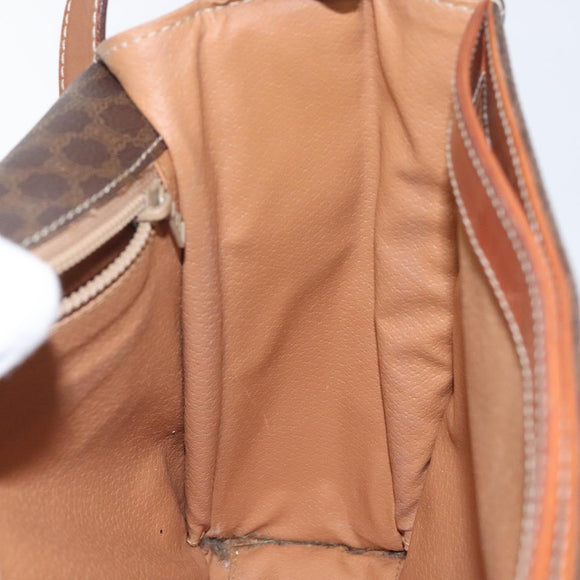 CELINE Macadam Canvas Circle Shoulder Bag PVC Leather Brown Gold Auth 122059