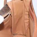 CELINE Macadam Canvas Circle Shoulder Bag PVC Leather Brown Gold Auth 122059-20