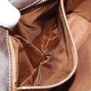 CELINE Macadam Canvas Circle Shoulder Bag PVC Leather Brown Gold Auth 122059-11