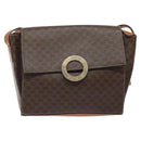 CELINE Macadam Canvas Circle Shoulder Bag PVC Leather Brown Gold Auth 122059-13