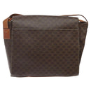 CELINE Macadam Canvas Circle Shoulder Bag PVC Leather Brown Gold Auth 122059-2