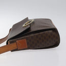 CELINE Macadam Canvas Circle Shoulder Bag PVC Leather Brown Gold Auth 122059-5