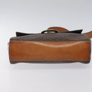 CELINE Macadam Canvas Circle Shoulder Bag PVC Leather Brown Gold Auth 122059-9