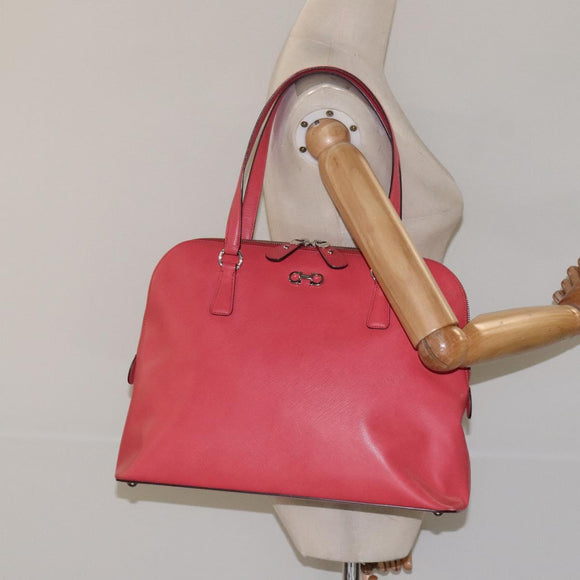 Salvatore Ferragamo Hand Bag Leather Pink Silver Auth 122097