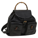 GUCCI Bamboo Backpack Leather Black Gold 003 2058 0016 Auth 122099-1