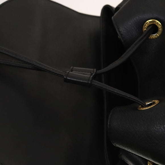 GUCCI Bamboo Backpack Leather Black Gold 003 2058 0016 Auth 122099