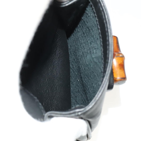 GUCCI Bamboo Backpack Leather Black Gold 003 2058 0016 Auth 122099