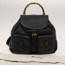 GUCCI Bamboo Backpack Leather Black Gold 003 2058 0016 Auth 122099-12