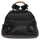 GUCCI Bamboo Backpack Leather Black Gold 003 2058 0016 Auth 122099-2