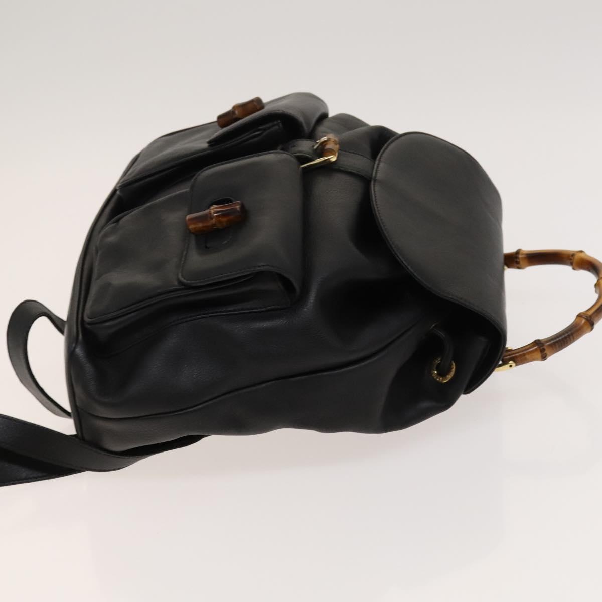 GUCCI Bamboo Backpack Leather Black Gold 003 2058 0016 Auth  display picture 3