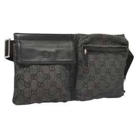 GUCCI GG Canvas Waist bag Gray Silver 28566 Auth 122104