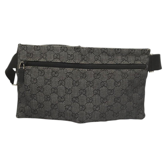 GUCCI GG Canvas Waist bag Gray Silver 28566 Auth 122104