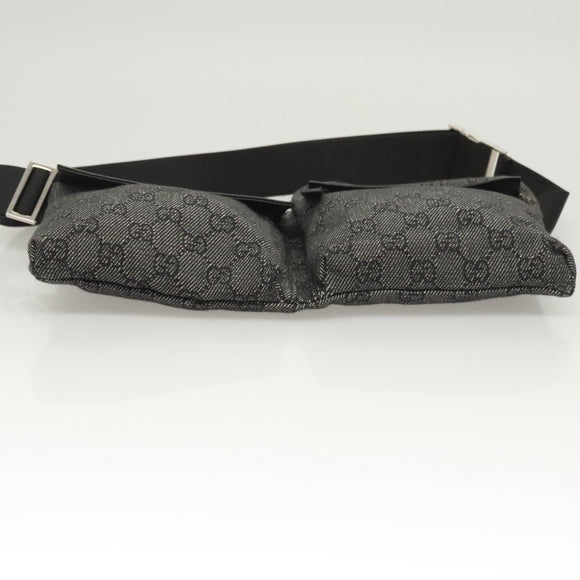 GUCCI GG Canvas Waist bag Gray Silver 28566 Auth 122104