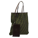 FENDI Zucca Canvas Tote Bag Black Brown Auth 122111-1