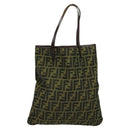 FENDI Zucca Canvas Tote Bag Black Brown Auth 122111-13