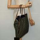 FENDI Zucca Canvas Tote Bag Black Brown Auth 122111-24
