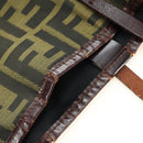 FENDI Zucca Canvas Tote Bag Black Brown Auth 122111-25