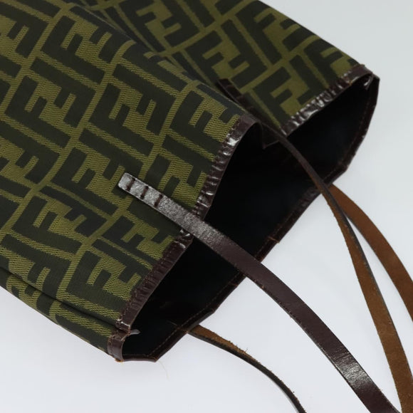 FENDI Zucca Canvas Tote Bag Black Brown Auth 122111
