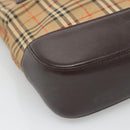 BURBERRY Nova Check Tote Bag Canvas Leather Beige Gold Auth 122113-14