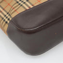 BURBERRY Nova Check Tote Bag Canvas Leather Beige Gold Auth 122113-16