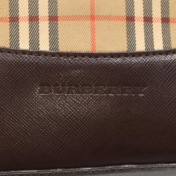 BURBERRY Nova Check Tote Bag Canvas Leather Beige Gold Auth 122113