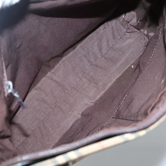 BURBERRY Nova Check Tote Bag Canvas Leather Beige Gold Auth 122113