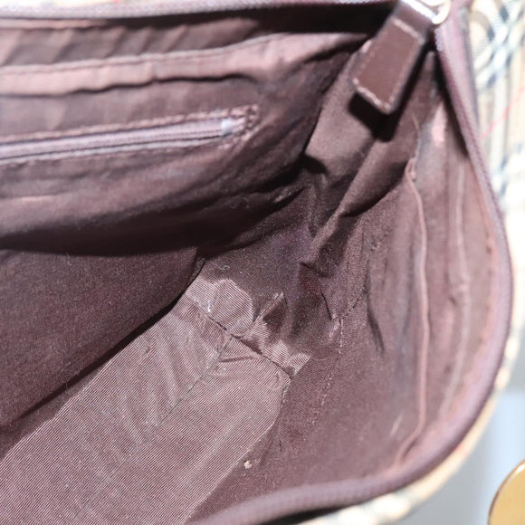 BURBERRY Nova Check Tote Bag Canvas Leather Beige Gold Auth 122113