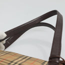 BURBERRY Nova Check Tote Bag Canvas Leather Beige Gold Auth 122113-8