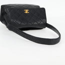 CHANEL Matelasse Shoulder Bag Caviar Skin Black Gold CC Auth 122114-7