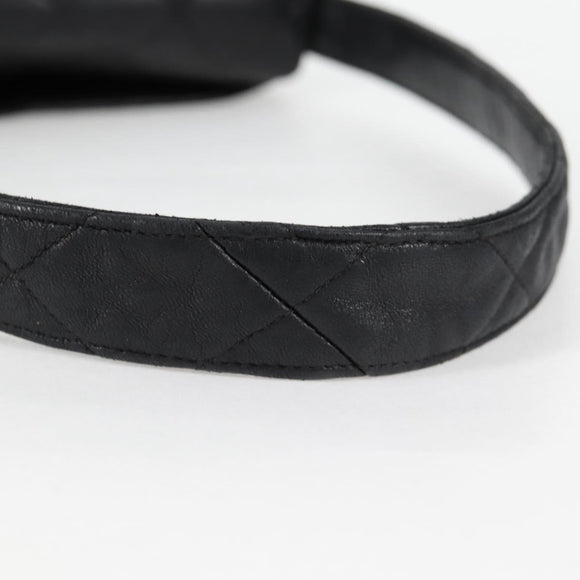 CHANEL Matelasse Shoulder Bag Caviar Skin Black Gold CC Auth 122114