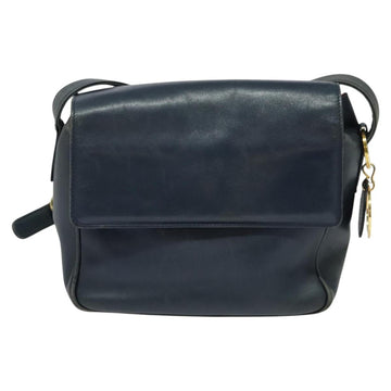 Christian Dior Shoulder Bag Leather Navy Gold Auth 122124 - 0